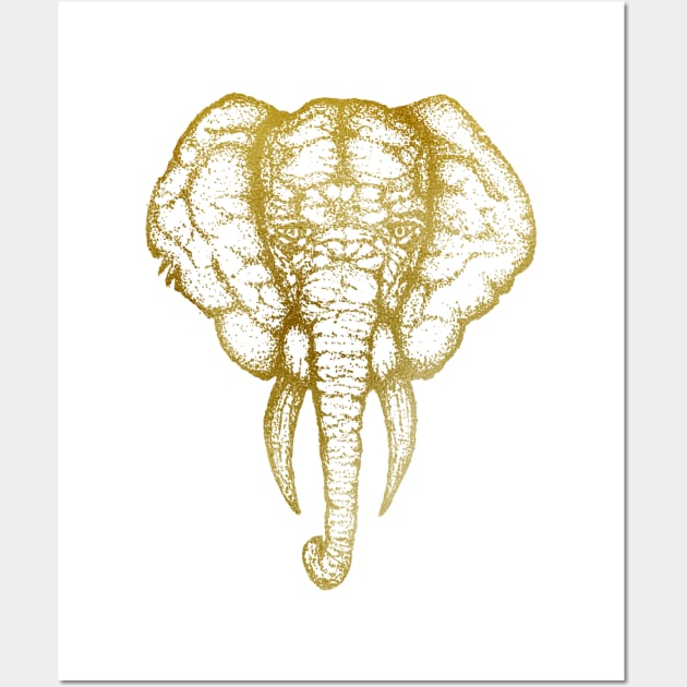 Elephant white gold Wall Art by Gringoface